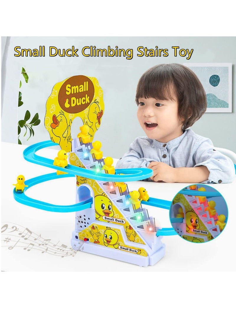 Small Duck Climbing Stairs Toy Electric Duck Roller Coaster Toy Set With LED Flashing Lights and Music Duck Track Slide Toy Race Track Set for Kids Children 9Pcs Ducks  - Image 2