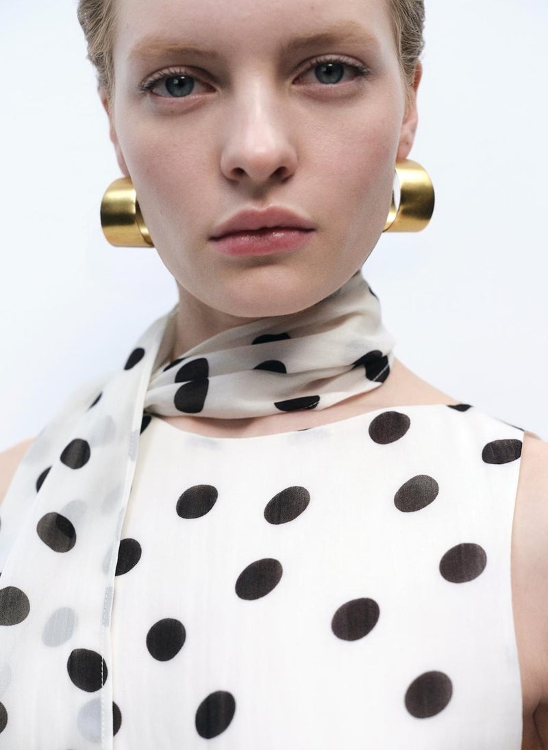 MANGO - Polka-Dot Wrap-Neck Blouse - Image 1