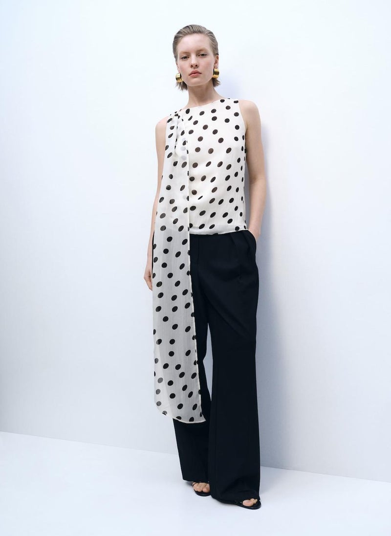 MANGO - Polka-Dot Wrap-Neck Blouse - Image 1