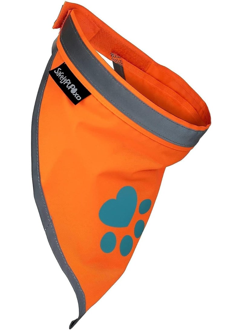 وشاح رأس كلب بطبعة مخلب، برتقالي متوهج، مع حواف عاكسة، صغير/متوسط - Image 1