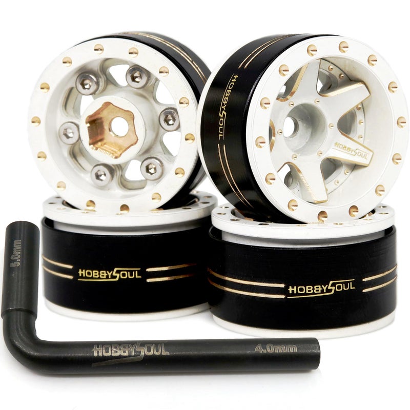 HOBBYSOUL Adjustable Offset 10 Beadlock Wheels Rims Negative Offset Brass Heavy 10 Wheels 38gRim for RC Micro Crawler 118 TRX4M Axial SCX24 90081 4Pack - Image 3