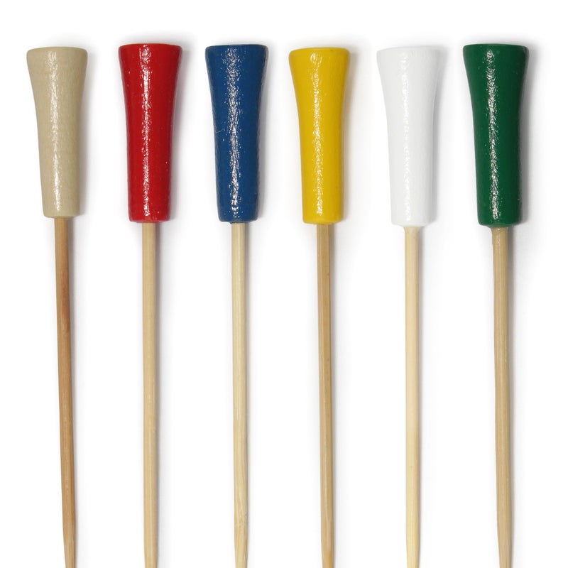 BambooMN BambooMN Decorative Golf Tee Bamboo Cocktail Sandwich Skewer Picks  675  6 Assorted Colors  100 Pieces