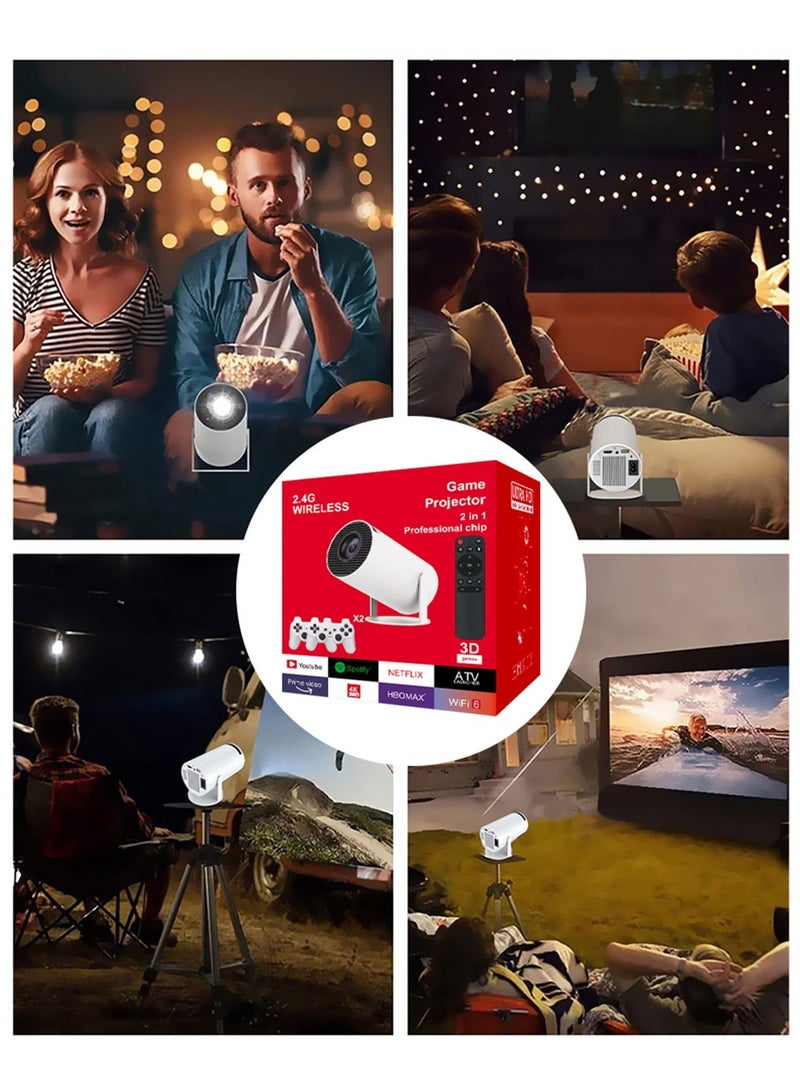 4K Projector WiFi Bluetooth Mini Projector Android 11.0 Short Range Projector 1080P 270° Adjustable Automatic Correction With Gamepad - Image 5