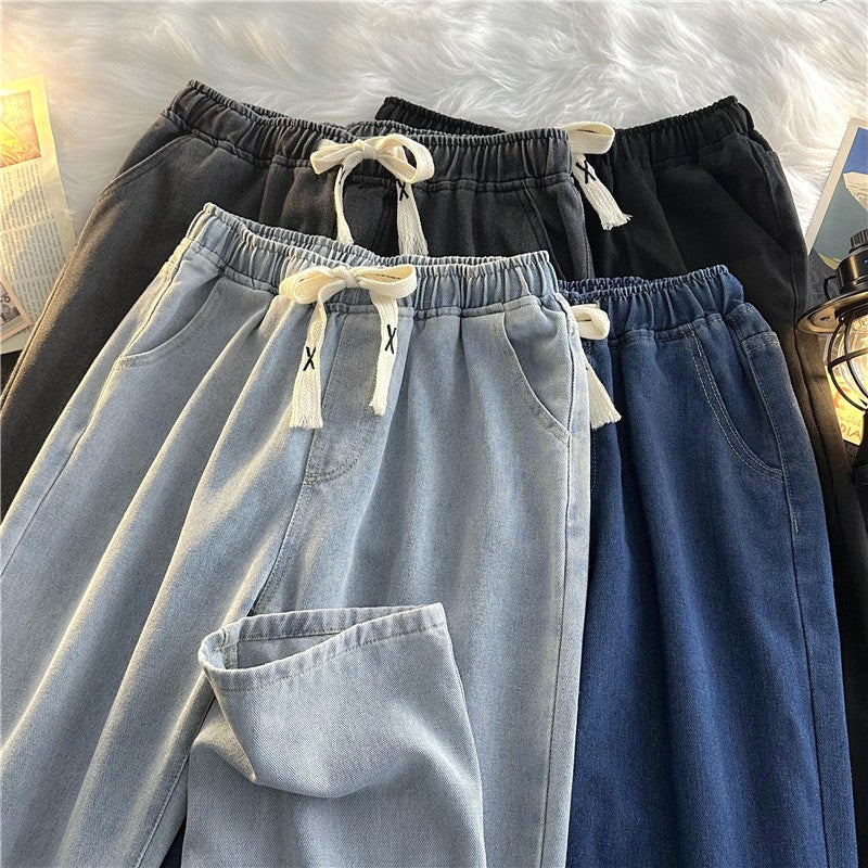 Smoke Gray Jeans For Men And Women, Hong Kong Style Chic Loose Straight Pants, High Street Versatile Ins Trend - Image 5