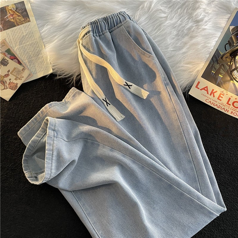 Smoke Gray Jeans For Men And Women, Hong Kong Style Chic Loose Straight Pants, High Street Versatile Ins Trend - Image 3