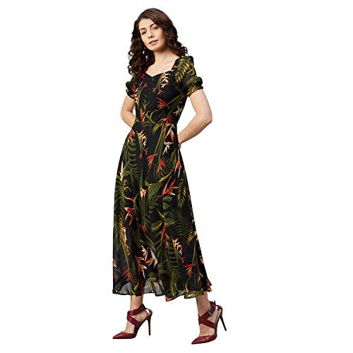 rare Women's Georgette Fit and Flare Maxi Dress (EP6218_Black_XL) - Image 2