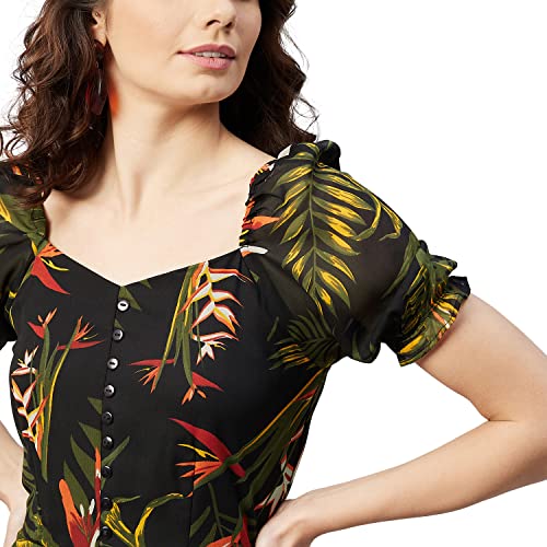 rare Women's Georgette Fit and Flare Maxi Dress (EP6218_Black_XL) - Image 5