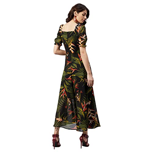 rare Women's Georgette Fit and Flare Maxi Dress (EP6218_Black_XL) - Image 4