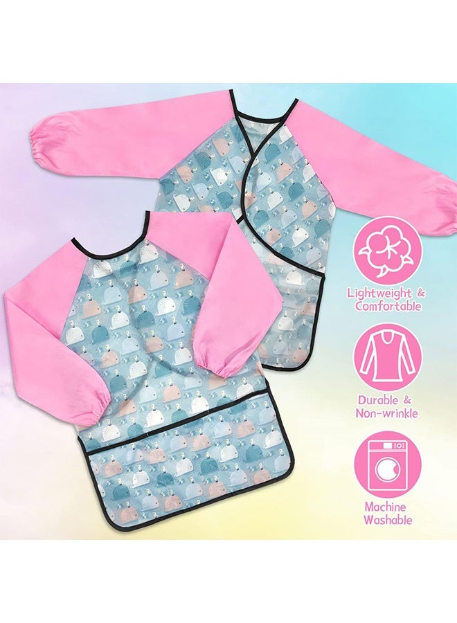 Peachjoy Kids Painting Aprons Children's Fabric Art Smock for Cooking, Baking, and Crafts, Kids Art Smocks, Kids Aprons for Painting Long Sleeve and 3 Pockets for Age 3-8, M - Image 4