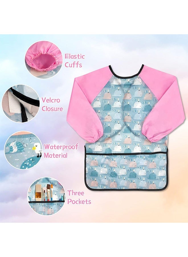 Peachjoy Kids Painting Aprons Children's Fabric Art Smock for Cooking, Baking, and Crafts, Kids Art Smocks, Kids Aprons for Painting Long Sleeve and 3 Pockets for Age 3-8, M - Image 5