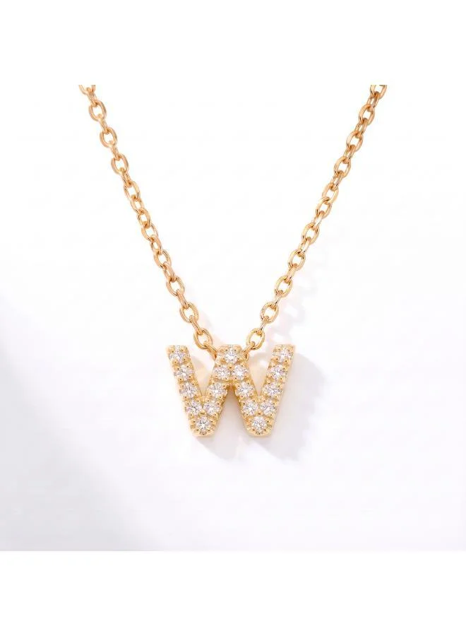 روفو Letter W  Initial Pendant Necklace 18k Gold Plated