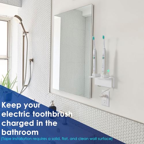 OAPRIRE Electric Toothbrush Holder for Bathroom, Acrylic Electric Toothbrush Holder Wall Mounted Come with Cable Organizer, Saving Space and Convenient Charging - White - Image 4