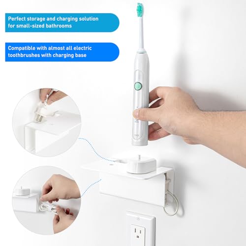 OAPRIRE Electric Toothbrush Holder for Bathroom, Acrylic Electric Toothbrush Holder Wall Mounted Come with Cable Organizer, Saving Space and Convenient Charging - White - Image 3
