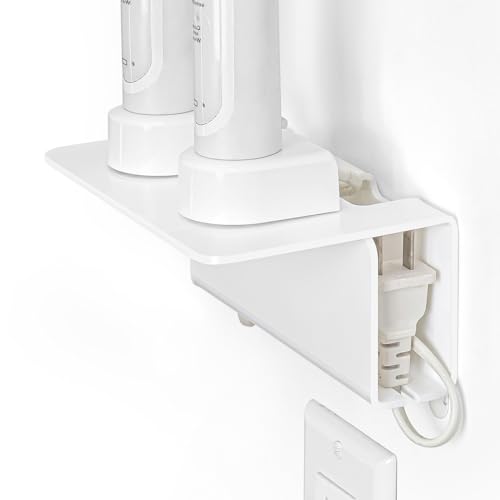 OAPRIRE Electric Toothbrush Holder for Bathroom, Acrylic Electric Toothbrush Holder Wall Mounted Come with Cable Organizer, Saving Space and Convenient Charging - White - Image 1