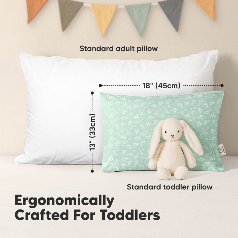 KeaBabies 2-Pack Toddler Pillows 2 Year Old to 5-13x18 Soft Organic Cotton Kids Pillow for Sleeping, Travel, School, Daycare, Nap, Toddler Bed, Machine Washable, Without Pillowcase (DinoLand) - Image 3