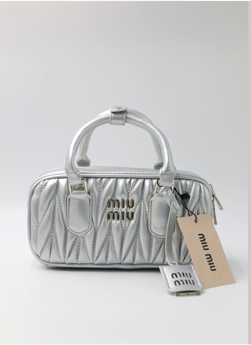 MIU - MIU Small Arcadie Top Handle Bag in Matelassé Nappa Leather Crossbody Shoulder - Image 1