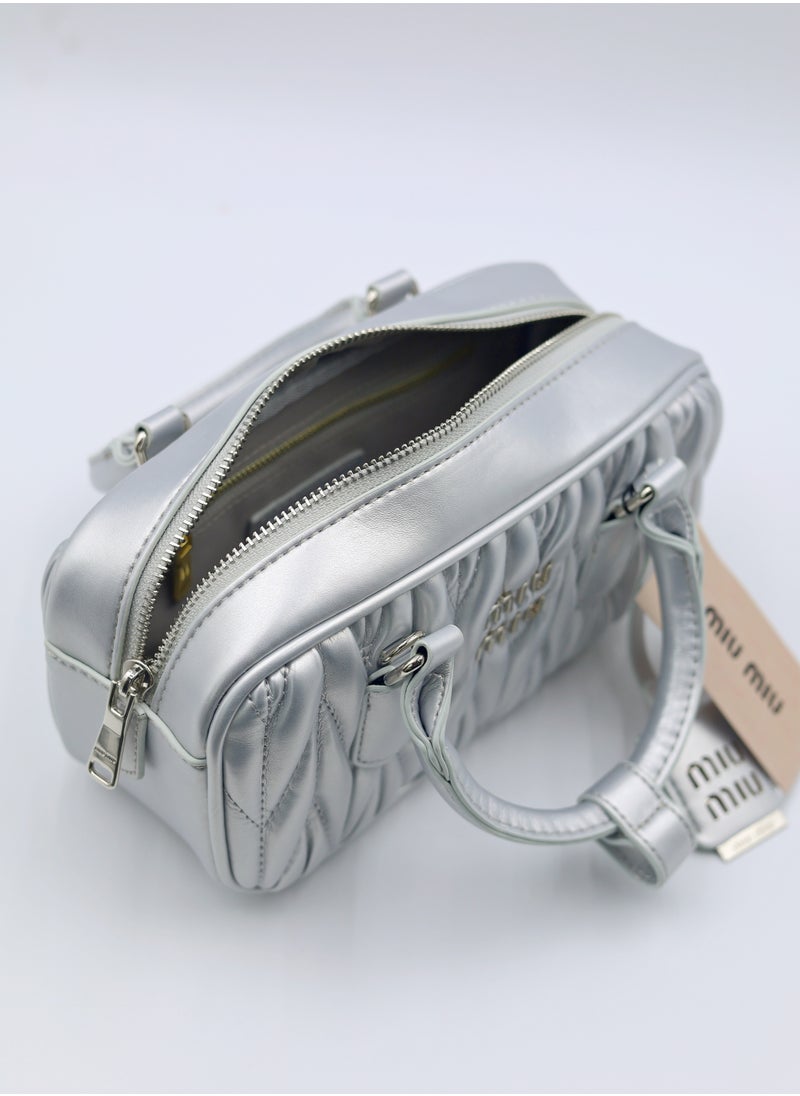 MIU - MIU Small Arcadie Top Handle Bag in Matelassé Nappa Leather Crossbody Shoulder - Image 1