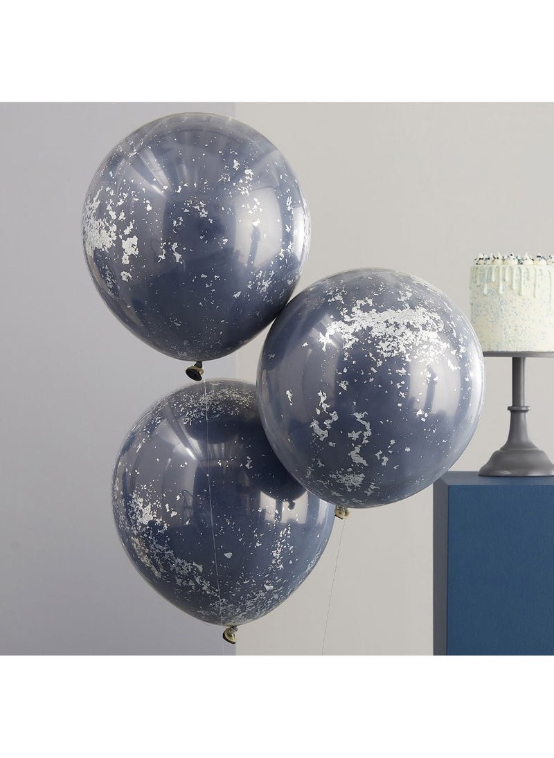 Ginger Ray Navy Blue Double Layer Confetti Balloons 45cm 3-Pack - Image 2