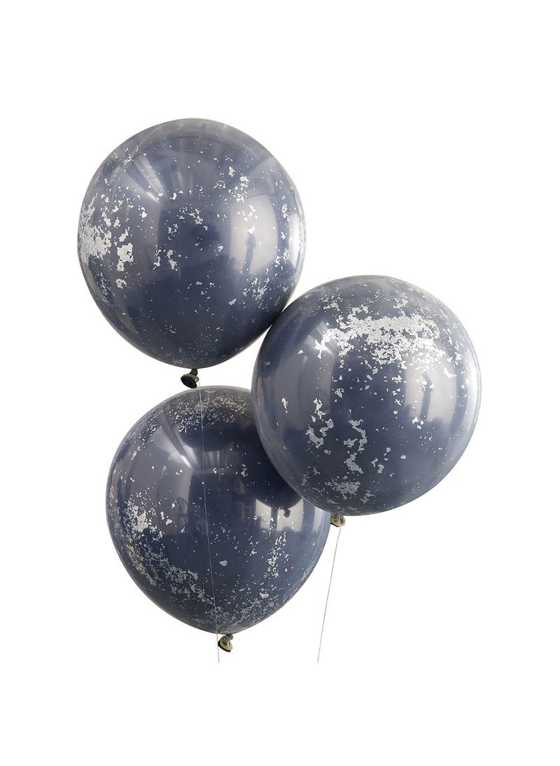 Ginger Ray Navy Blue Double Layer Confetti Balloons 45cm 3-Pack - Image 1