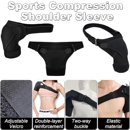 Charunee Shoulder Brace for Men & Women, Adjustable Shoulder Compression Sleeve Fits Left & Right Arms, Breathable Rotator Cuff Relief Brace for Pain Relief Compatible with Hot/Cold Pack (1, Black) - Image 2
