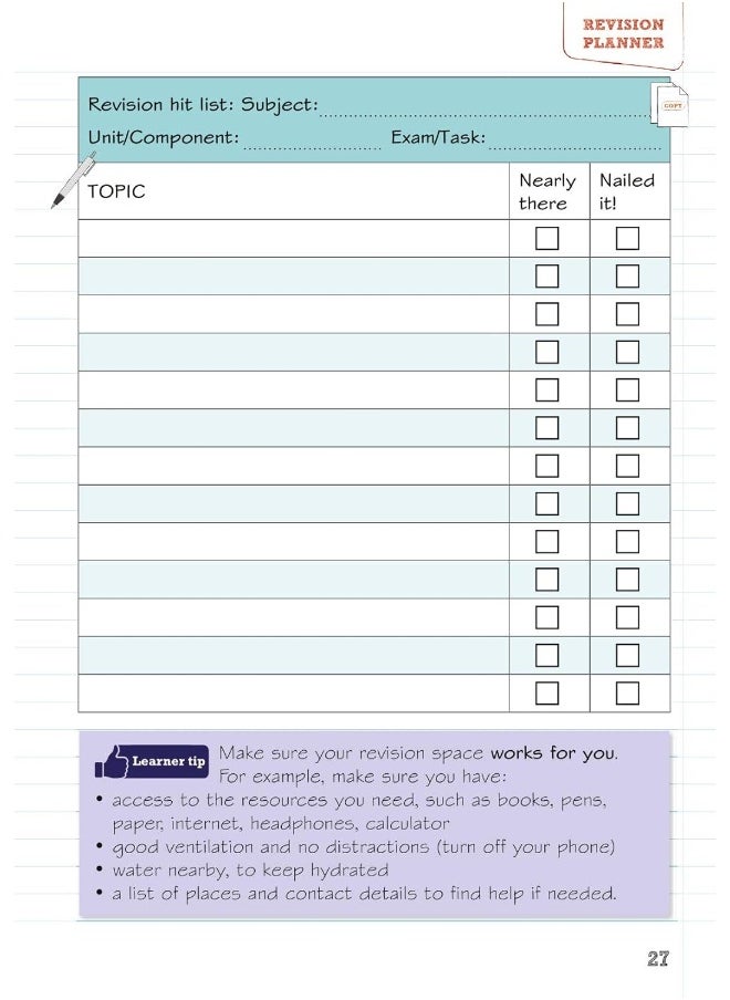 Pearson REVISE BTEC Revision Planner - 2023 and 2024 exams and assessments