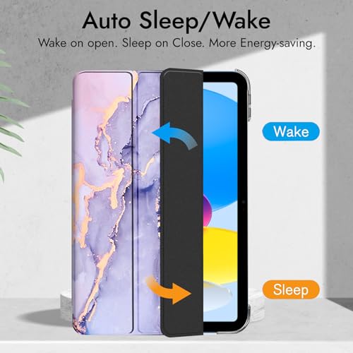 Robustrion Cover for iPad 11th (A16) / 10th Generation Cover Case (2022/2025), Trifold Flip Case Cover for iPad 11th Generation 11 inch / 10th Gen 10.9 inch [Auto Sleep Wake Suppport] - Marble Lilac - Image 3