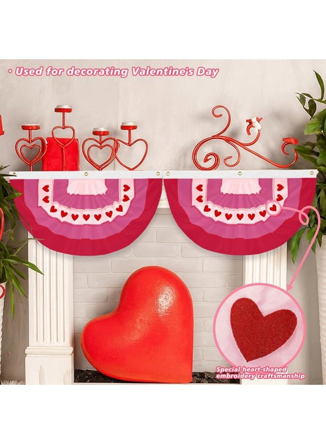 LinaGarten 4Pcs Valentine's Day Bunting Flag 2x4Ft Embroidered Love Heart Half Fan Bunting Flags Banner for Garden Fence, Outdoor Party, and Porch Decor - Image 5
