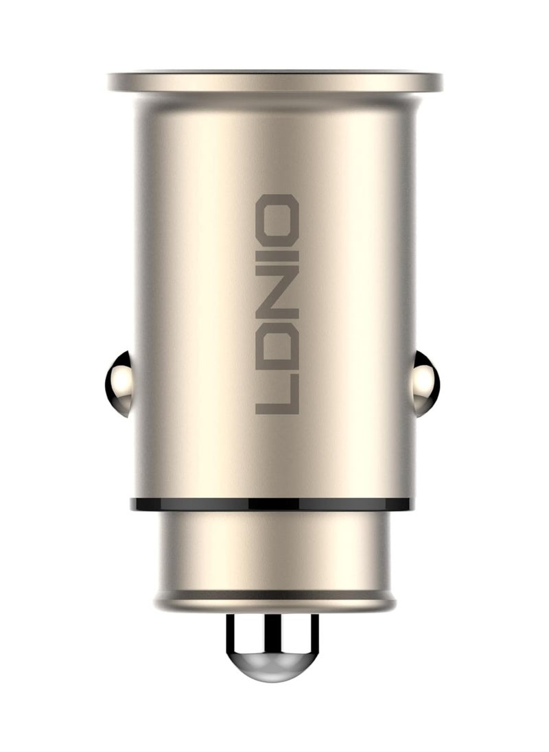 LDNIO - LDNIO C509Q Car Charger With Cable From Type C To Type C And USB Type C Ports 30W - White - Image 1