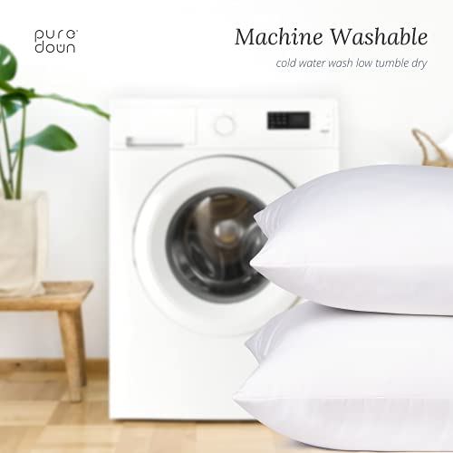 puredown® 18 x 18 Decorative Feather Down Throw Pillow Inserts (Set of 2, White) for Sofa, Couch, Bed, Machine Washable - Image 5