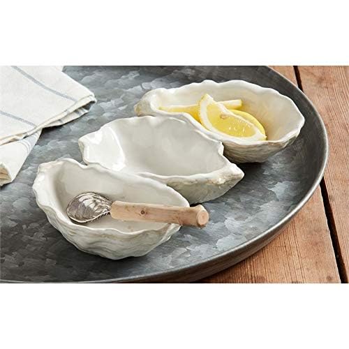 Mud Pie Oyster Shaped Triple Dip and Serving Set, White, 10.25" x 5.5" - Image 3