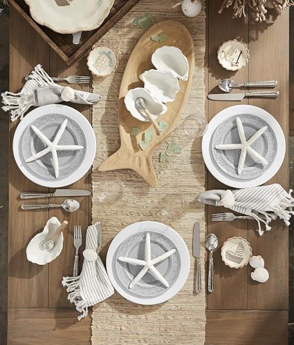Mud Pie Oyster Shaped Triple Dip and Serving Set, White, 10.25" x 5.5" - Image 5