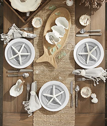 Mud Pie Oyster Shaped Triple Dip and Serving Set, White, 10.25" x 5.5" - Image 4