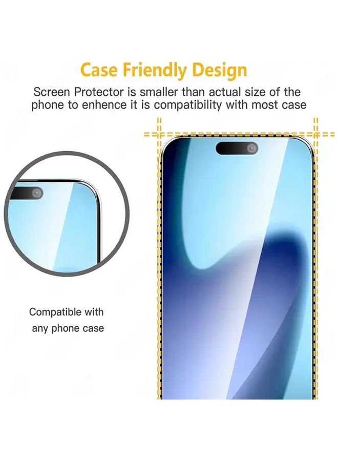 9H Hardness Tempered Glass Screen Protector For IPhone 15 Anti Scratch Ultra HD Clear Bubble Free Easy Installation - Image 3