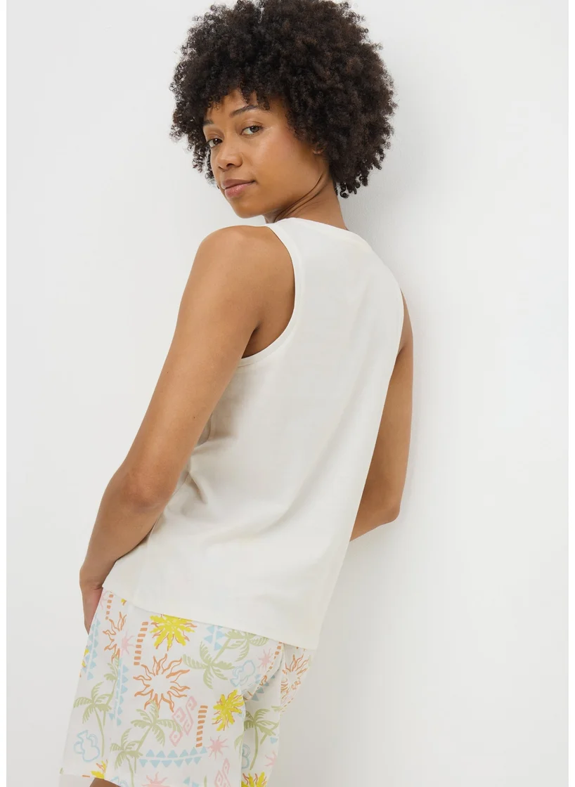 Matalan White Solice Vest & Shorts Pyjama Set