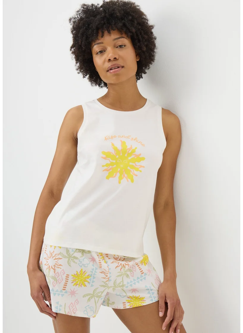 Matalan White Solice Vest & Shorts Pyjama Set