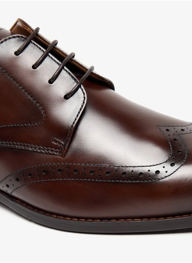 DUCHINI Men's Solid Lace-Up Derby Shoes