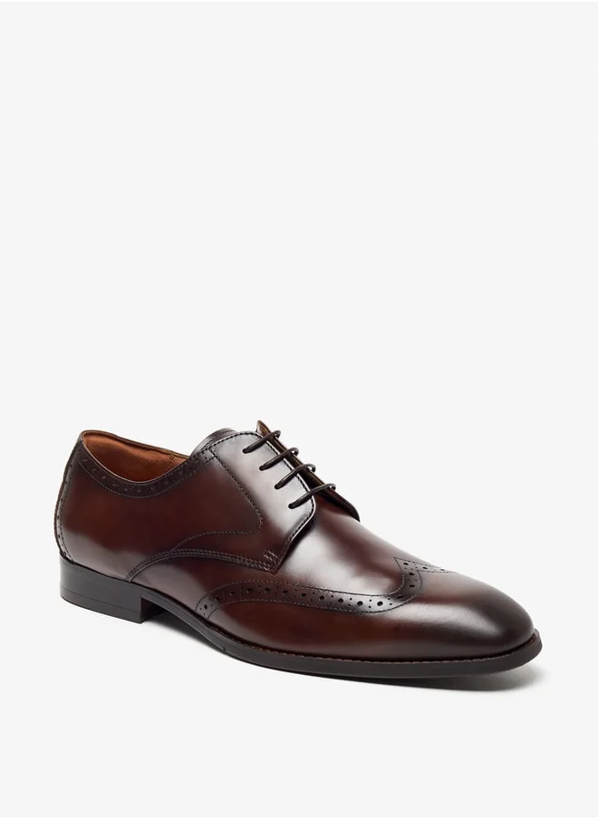 DUCHINI Men's Solid Lace-Up Derby Shoes