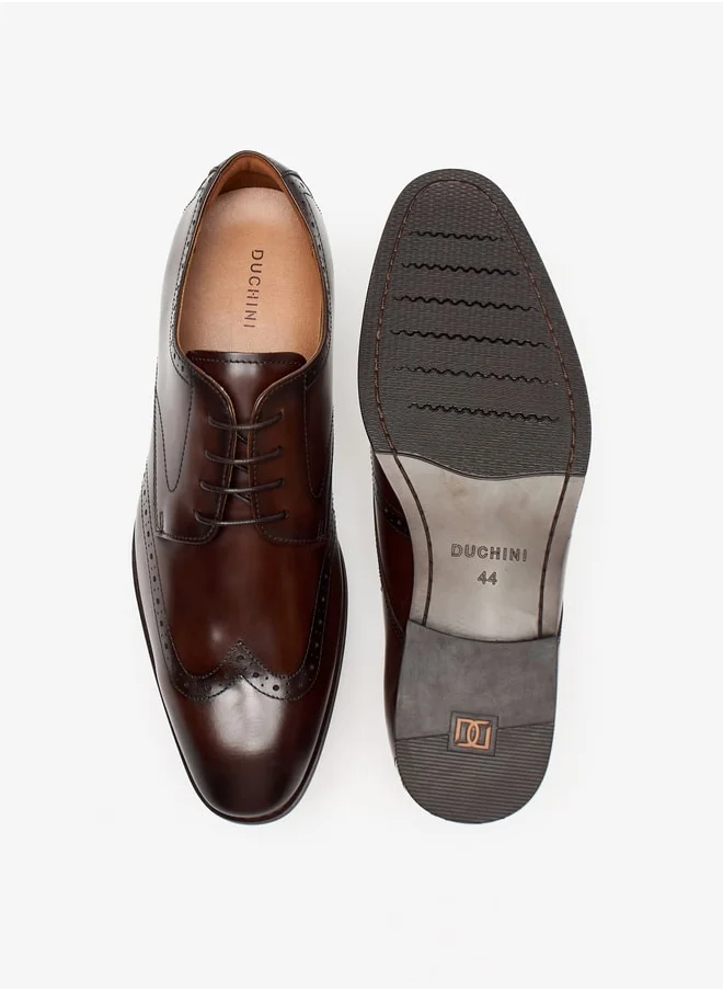DUCHINI Men's Solid Lace-Up Derby Shoes