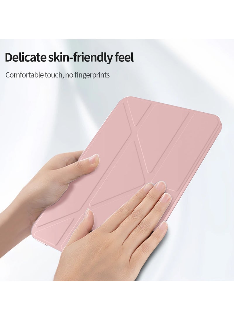 دبليو تيك آيباد برو من أبل 13 5G 2025 (M5) بحجم 13 بوصة، حافظة سمارت فوليو سمترية 360 مع خاصية الإيقاظ/النوم التلقائي، غطاء بنمط الجلد (TCFPSR) - ذهبي وردي - Image 5