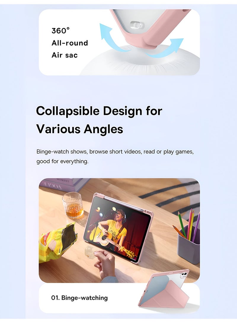 دبليو تيك آيباد برو من أبل 13 5G 2025 (M5) بحجم 13 بوصة، حافظة سمارت فوليو سمترية 360 مع خاصية الإيقاظ/النوم التلقائي، غطاء بنمط الجلد (TCFPSR) - ذهبي وردي - Image 2