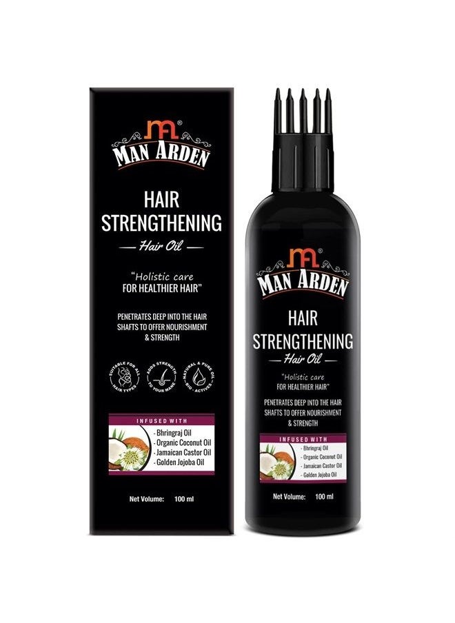 Man Arden Hair Strengthening Hair Oil With Comb Applicator for Men, For Nourishment & Strength, Bhringraj Oil, Organic Coconut Oil, Jamaican Castor Oil, Golden Jojoba Oil, 100 ml  - Image 1
