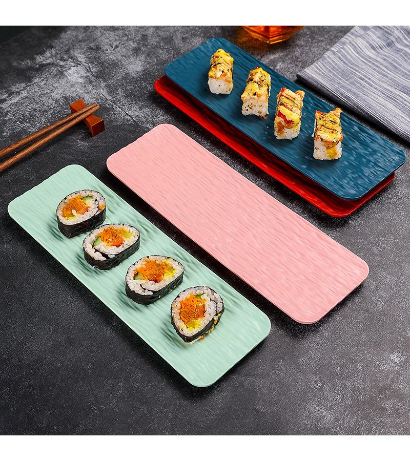 3 قطع طقم صحن سوشي بنقشة حجرية إبداعية طبق طويل مسطح للوجبات الخفيفة بلون عشوائي - Image 3