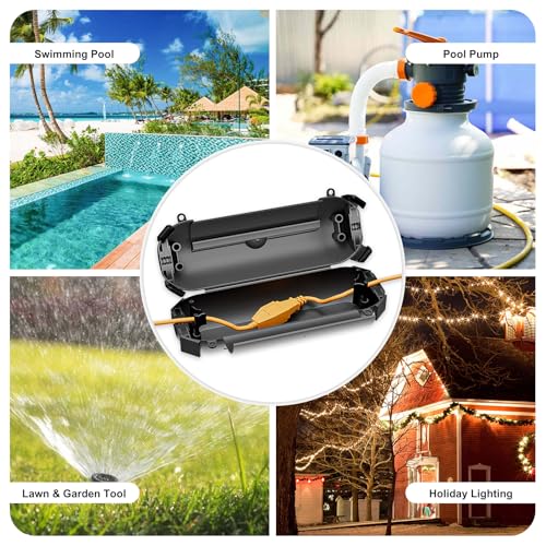 iwillink 2 Pack Outdoor Extension Cord Cover Waterproof - Weatherproof Electrical Connection Box for Outdoor Outlet, Plug, Socket, Christmas Holiday Decoration, Power Tool, Black - Image 4