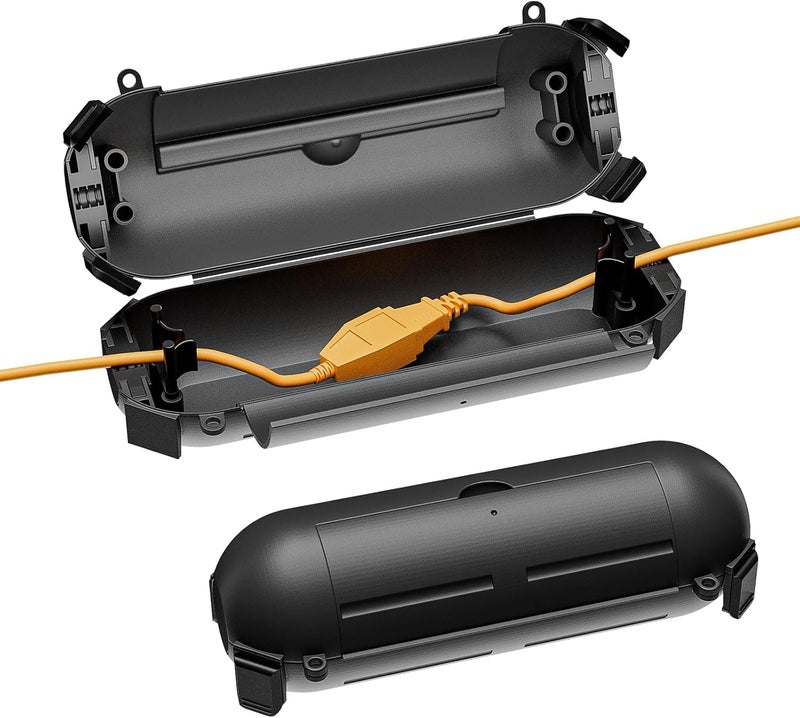 iwillink 2 Pack Outdoor Extension Cord Cover Waterproof - Weatherproof Electrical Connection Box for Outdoor Outlet, Plug, Socket, Christmas Holiday Decoration, Power Tool, Black - Image 1