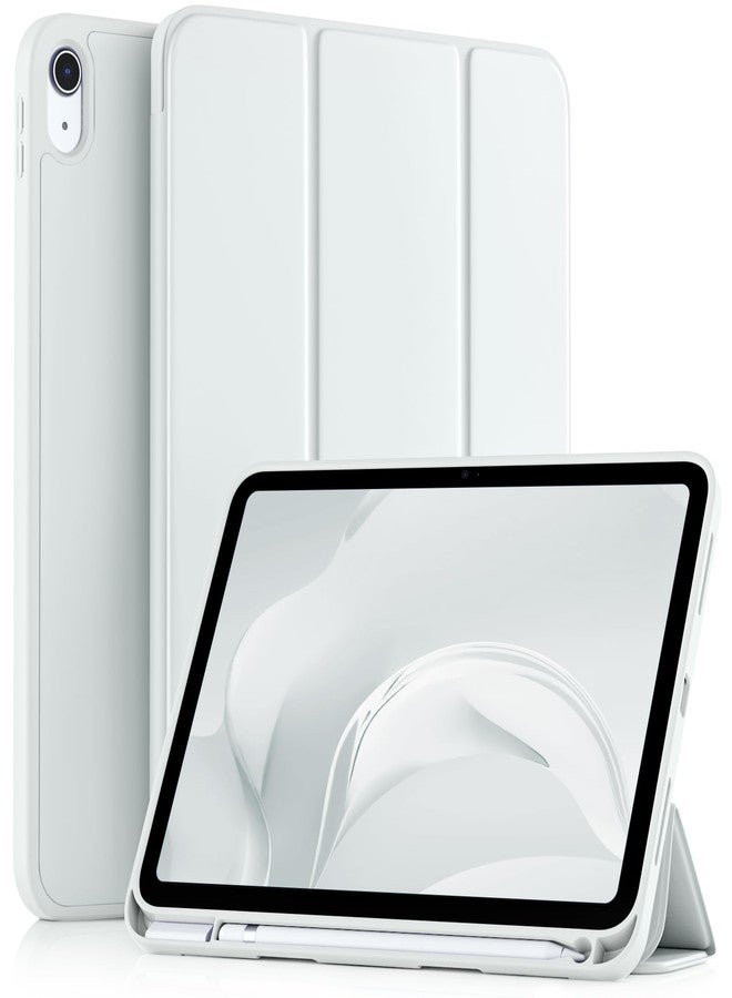 Akkerds جراب Akkerds متوافق مع iPad (A16) الجيل الحادي عشر 11 بوصة 2025، وجراب iPad الجيل العاشر 10.9 بوصة 2022 مع حامل قلم، غطاء حماية ثلاثي الطي رفيع مع ظهر TPU ناعم، أبيض - Image 1
