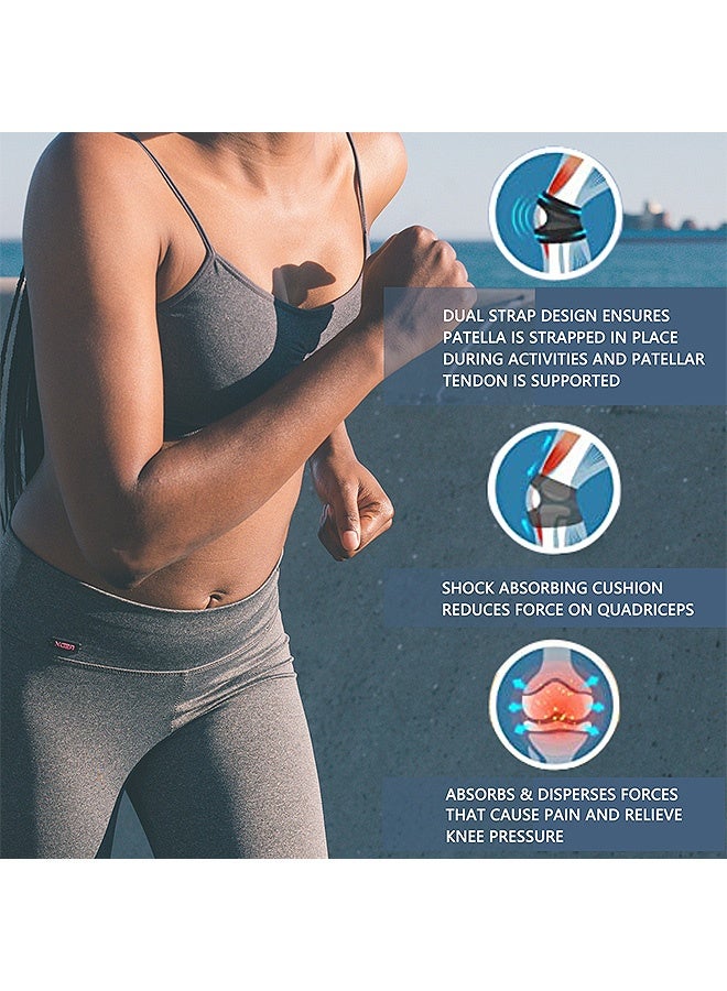 إم إكس إن دعامة ركبة ضاغطة قابلة للتعديل مع مثبتات جانبية ووسادة جل للرضفة - دعامة للركبة، حزام دعم وتر الرضفة لتخفيف آلام تمزق الغضروف الهلالي وإصابات التهاب المفاصل - Image 2