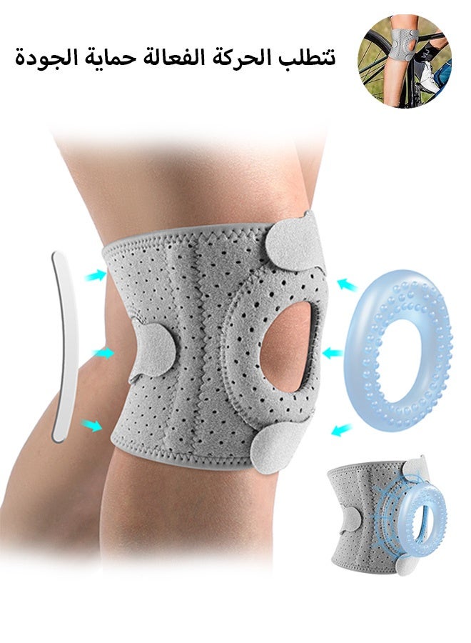 إم إكس إن دعامة ركبة ضاغطة قابلة للتعديل مع مثبتات جانبية ووسادة جل للرضفة - دعامة للركبة، حزام دعم وتر الرضفة لتخفيف آلام تمزق الغضروف الهلالي وإصابات التهاب المفاصل - Image 1