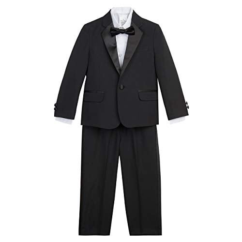 NAUTICA طقم توكسيدو للصبيان من نوتيكا مع سترة وسروال وقميص وربطة عنق، توكسيدو أسود، 5 - Image 1