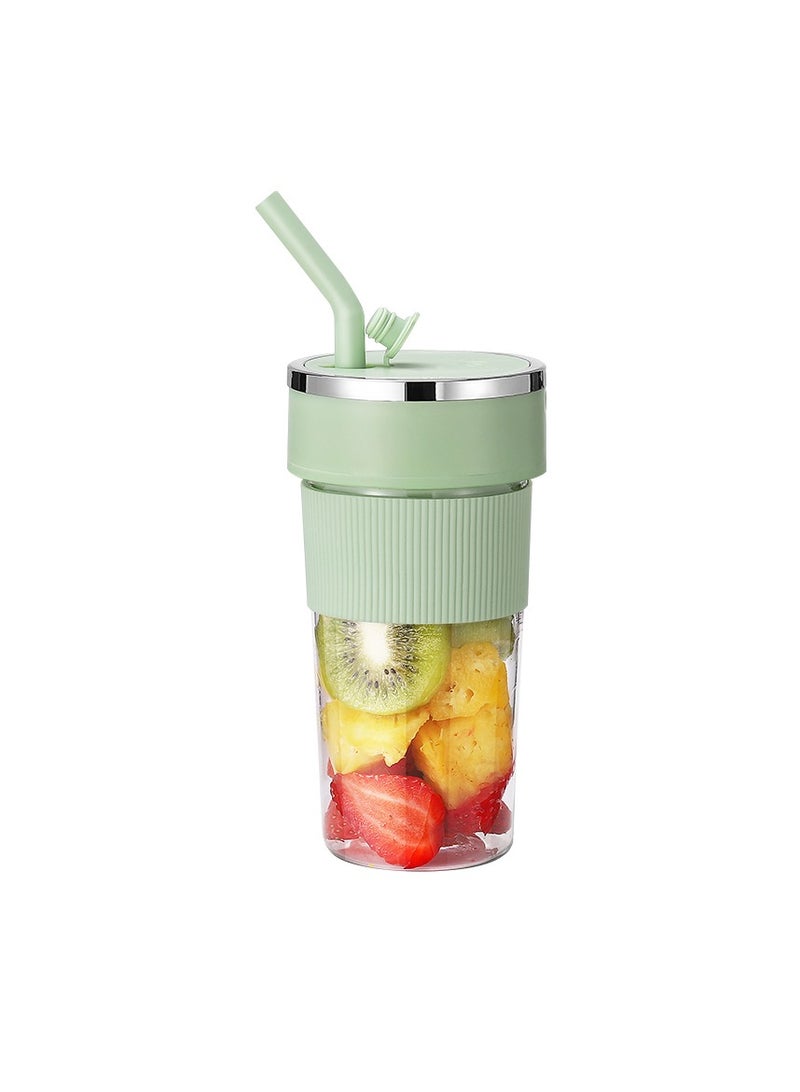 Portable Wireless Juicing Cup - 350ml Electric Sports Blender with 6 Stainless Steel Blades, USB Rechargeable, Dual Speed, Direct Drinking & Ice Crushing, Large Capacity Juice Maker for Home Office Travel Fitness（K1-Green）  - Image 1