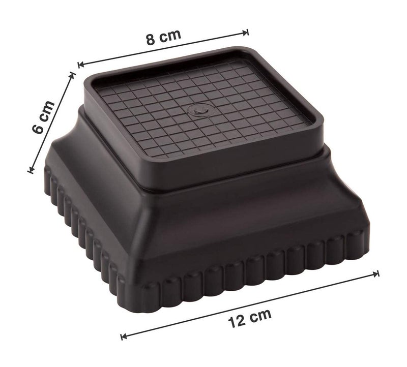 PUJI MultiPurpose 4 Pieces Square Plastic LegsFoot and Stand for AlmirahWardrobeRefrigeratorSofaSleeping BedDinning Table and Dressing Table Wood and Steel Furniture Black Black - Image 3